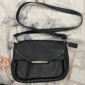 Authentic COACH Taylor F31844 Black Leather Crossbody Bag + COA